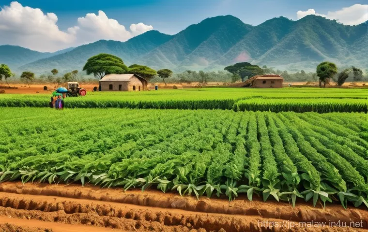 말라위에서 최근 경제 성장 동향 - A vibrant and hopeful scene depicting the agricultural transformation in Malawi. Malawian small-scal...