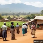 말라위와 영국의 관계 - A detailed historical scene depicting the colonial era in Malawi under British rule: focus on a bust...
