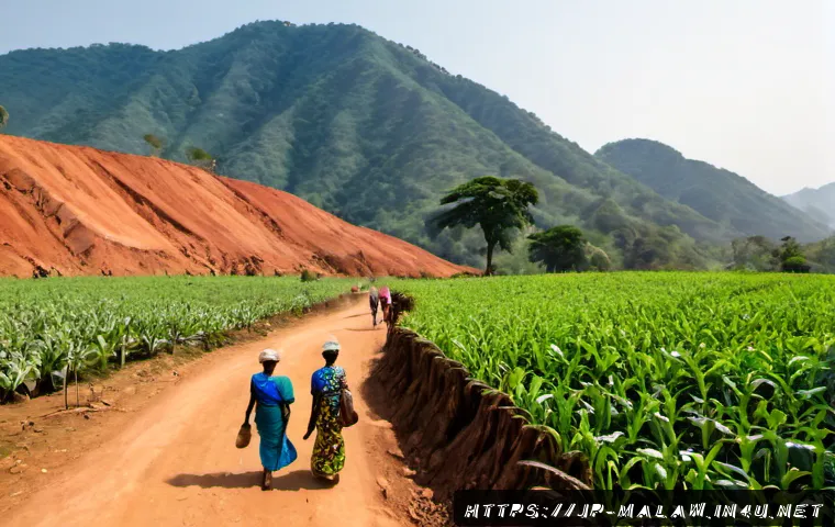 말라위의 환경 문제 - Photorealistic wide-angle scene of deforestation in rural Malawi, steep red-earth hillsides with sca...